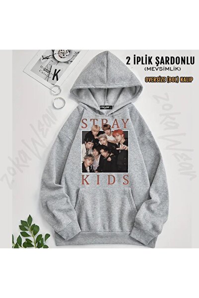 ZOKAWEAR Hanorac supradimensionat cu glugă cu imprimeu Stray Kids anilor 90 -...