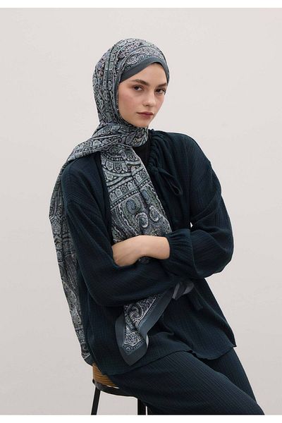 Fresh Nordic Paisley Patterned Shal Ocean