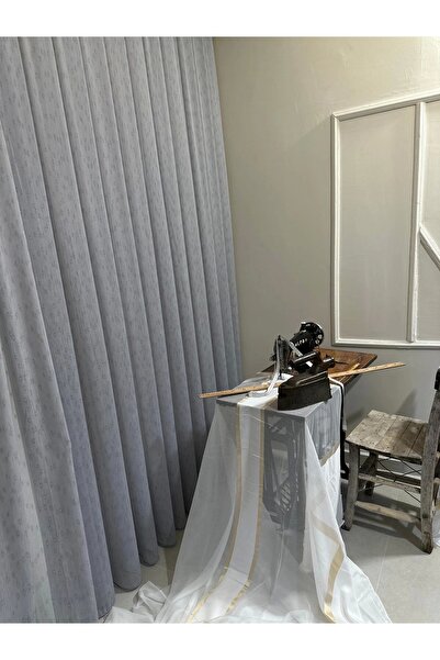NİVEMESHOME Nivemeshome V-105 Gray Tulle Curtain - Spear, Tight Pleated, 1/2,5 Size