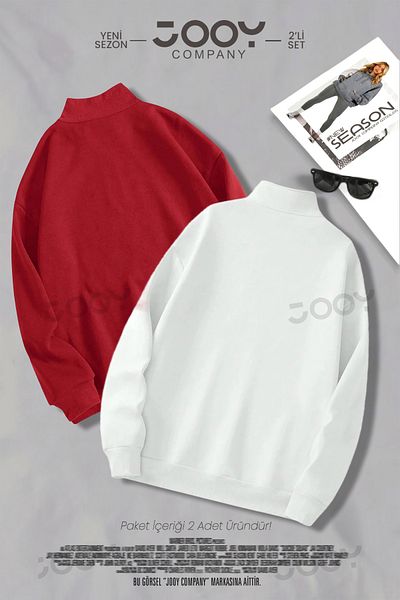 Jooy Company Комплект от 2 части с цип Brooklyn JC с половин цип, червено-бял