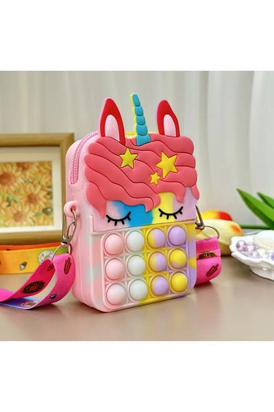 SYNOPE Silicone Cute Strap Pop-It Unicorn Girl's Wallet Purse Children's Coin Carrying Bag