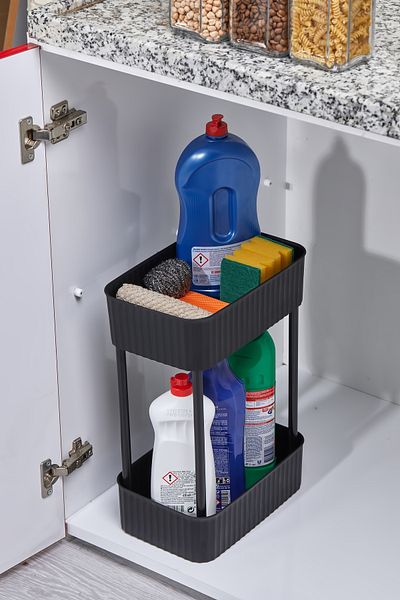 HopeWay Home Easy 2-Tier Multi-Purpose Shelf Bathroom and Kitchen Organizer Organizer (Without Wheel)
