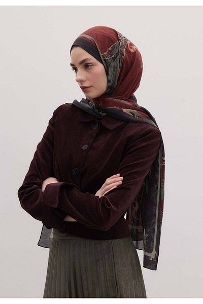 Fresh Burgundy Patterned Sienna Shawl
