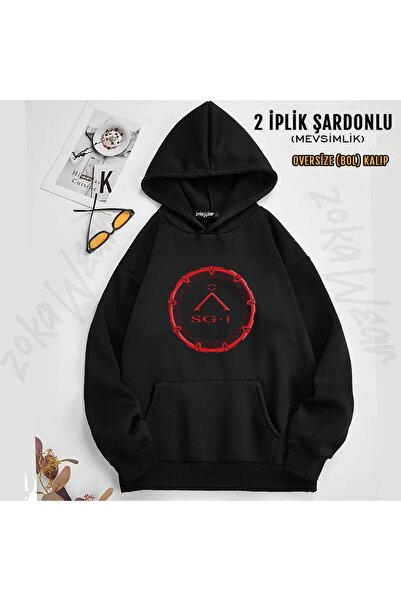 ZOKAWEAR سويت شيرت بغطاء للرأس مطبوع من Stargate SG 1 (خيطان)