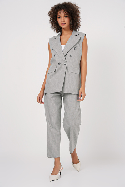 Bigdart 6675 طقم بنطال سترة مزدوج الصدر - رمادي