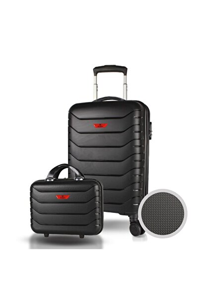 My Valice Solid PP Polipropilen Kırılmaz Makyaj ve Kabin Boy Siyah 2'li Valiz Seti