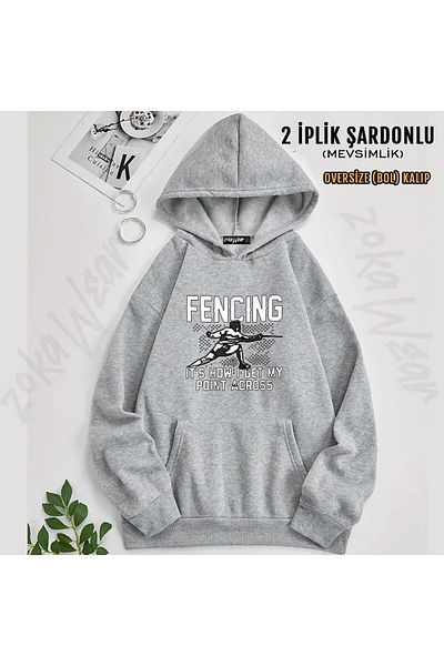 ZOKAWEAR Fencing Printed Hooded Oversize Sweatshirt (2 Thread)