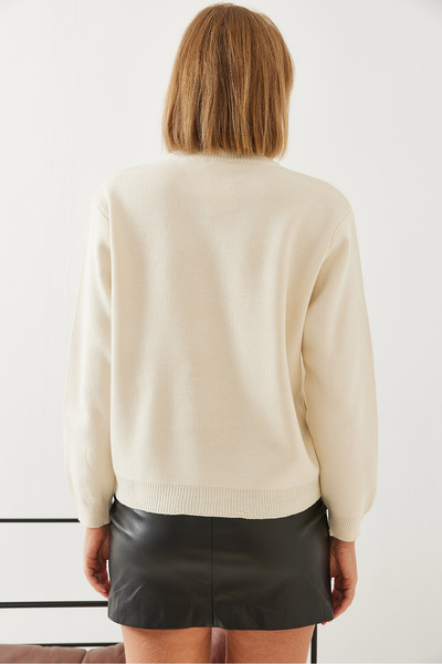 Bianco Lucci Dámský vyšívaný pletený svetr Love Heart 14318 60351158