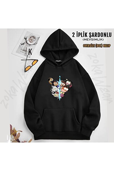 ZOKAWEAR سويت شيرت بقلنسوة مطبوع عليه the owl house and amphibia (2 إناءً للط...