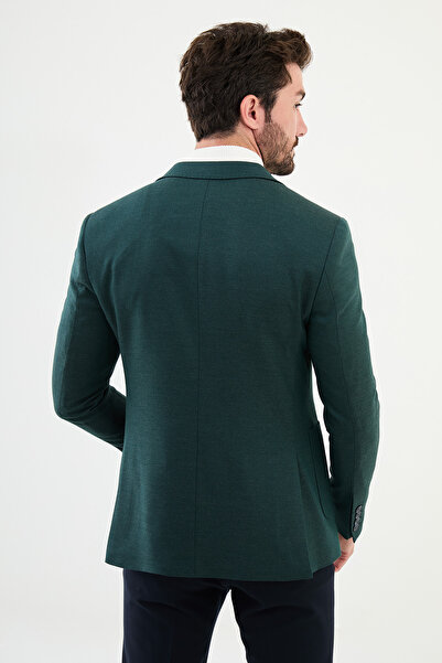 Mcr Straight Slim Fit Bag Pocket Mono Collar Punto Stitching Men's Jacket Emerald - 41402.24K