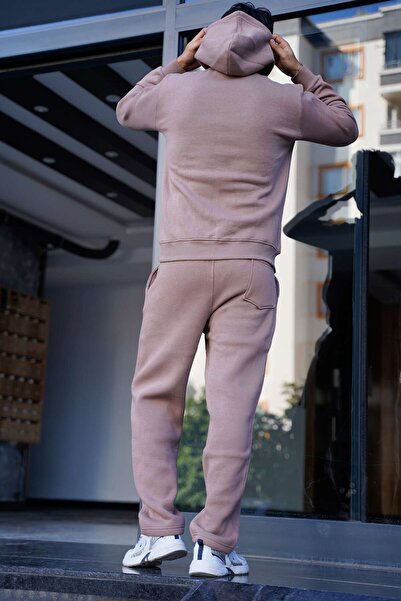 EydaMoon Ανδρικό σετ 2 τεμαχίων Βαμβακερό και μάλλινο σετ με κουκούλα καγκουρό με τσέπες μαλακό αθλητικό σετ