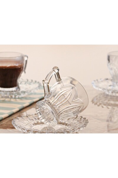 NİLÜFER HOME 12 Parça 6Kişilik Cam Kahve Fincanı Takımı