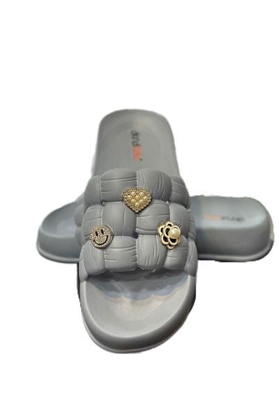 AKINAL Knitted Patterned Buckle Soft Padded Slippers