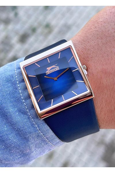 Slazenger Men's Wristwatch - Steel Case and Leather Cord