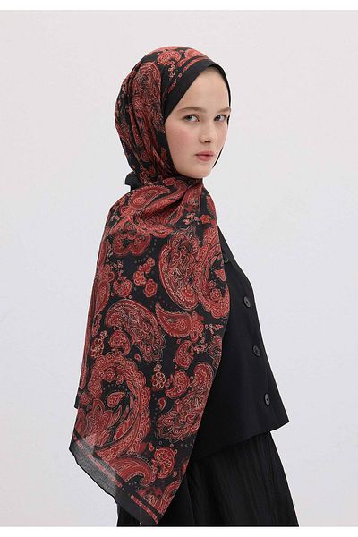 Fresh Red Freda Patterned Shawl