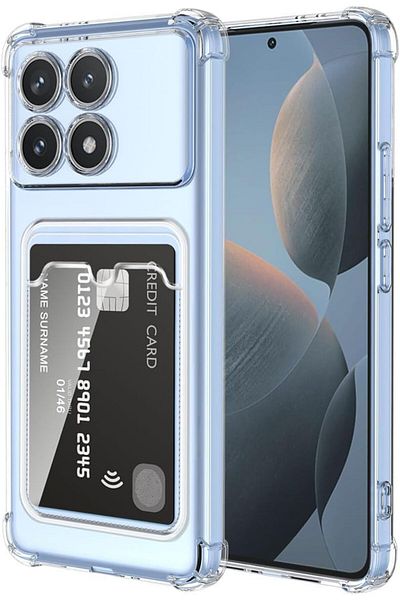 Fibaks غطاء حماية ممتص للصدمات لهاتف Poco X6 Pro مع حامل بطاقات لحماية الكاميرا وحماية الزاوية