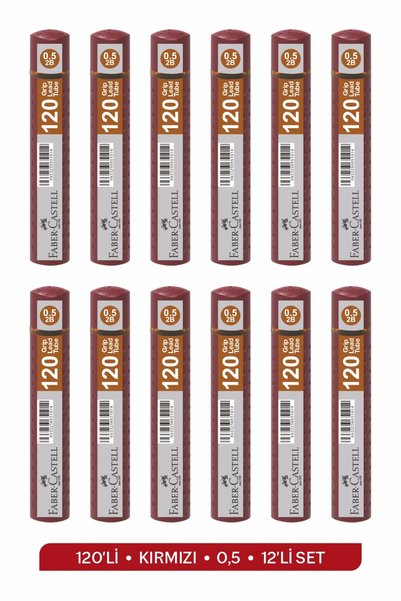 Faber Castell 120'li 0,5 Kırmızı Renk 12'li Set