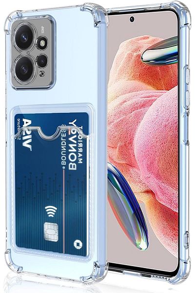 Fibaks حافظة لهاتف Xiaomi Redmi Note 12 4G لحماية الكاميرا وغطاء ممتص للصدمات مع حامل بطاقات لحماية الزاوية