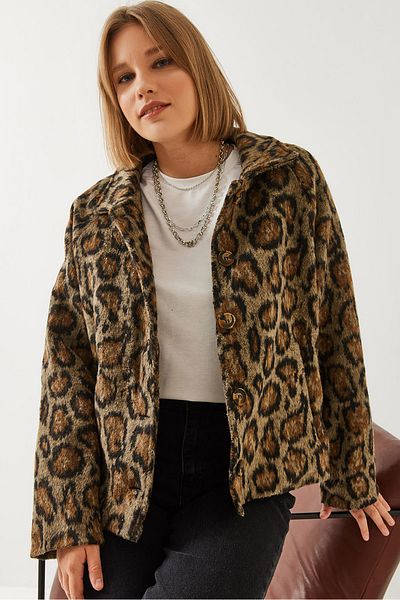Bianco Lucci Women's Leopard Print Coat 38143 60351154