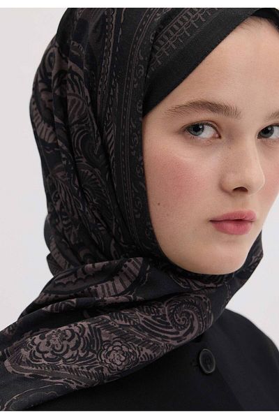 Fresh Dark Purple Florican Patterned Shawl
