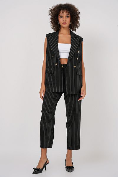 Bigdart 6675 Model Black Double-Breasted Vest and Trousers Set