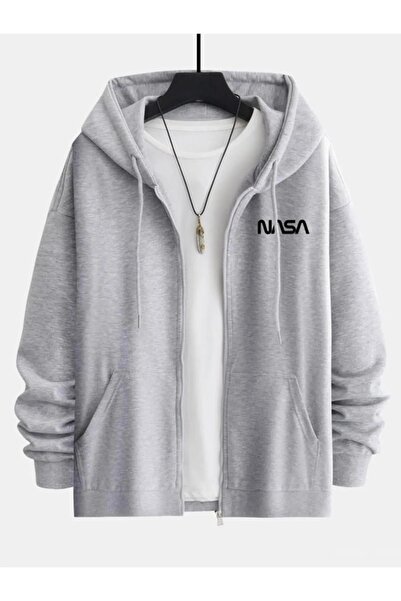 DAXİS Sportwear Company UNISEX Nasa Baskılı Fermuarlı Sweatshirt