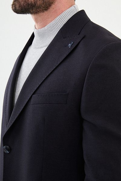 Mcr Straight Slim Fit Bag Pocket Wide Collar Punto Stitching Men's Jacket Navy Blue - 40393.24K