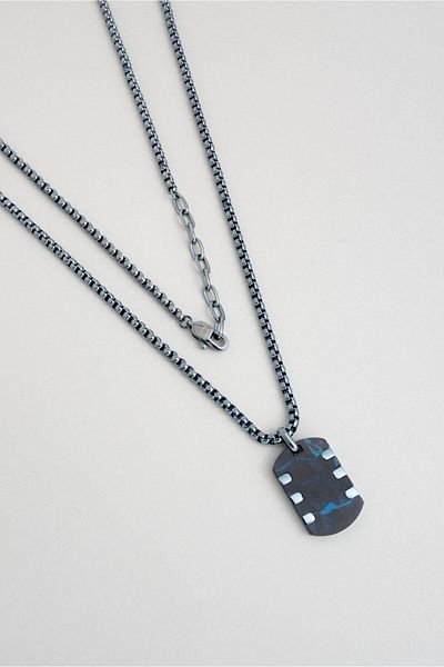 So CHIC... Carbon Fiber Detailed 65 cm Steel Men's Necklace