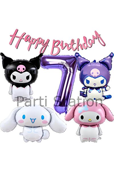 Parti Station Sanrio Kuromi Melody Cinnamon 7 Yaş Mor Balon Set Anime Kuromi ...