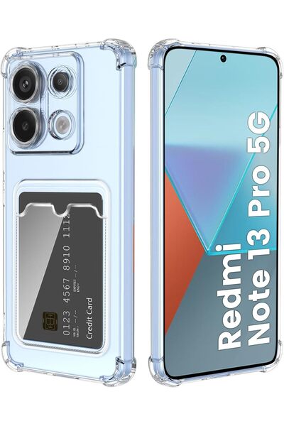 Fibaks Xiaomi Redmi Note 13 Pro 5G Kılıf Kamera Koruma ve Köşe Korumalı Kartl...