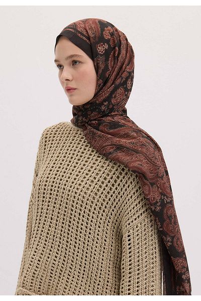 Fresh Red Brown Freda Pattern Swall