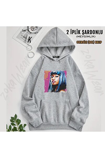 ZOKAWEAR Оверсайз-светр з капюшоном і принтом Nicki Minaj (2 нитки)