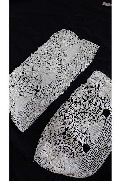 Papatyam 2 Hand Knitted Lace Pillows - Vintage Floş Ip