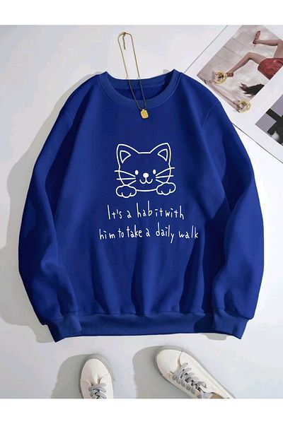FAVORİST Φούτερ Unisex Cat Ear Crew Neck