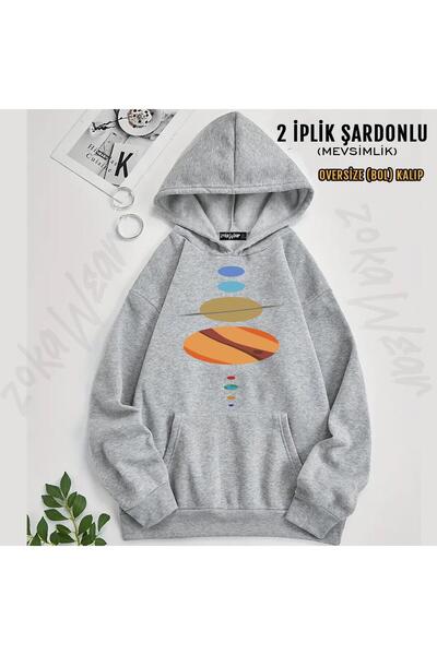 ZOKAWEAR Φούτερ με κουκούλα Planet Printed Oversize (2 κλωστές)
