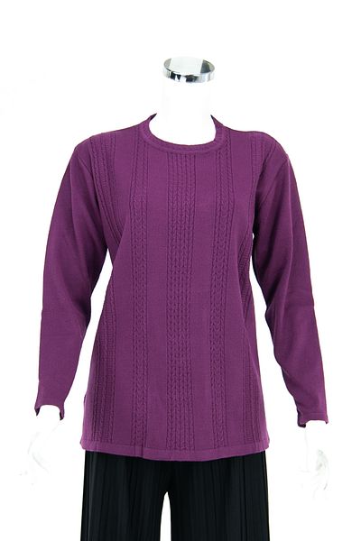 Oppland Pulover pentru femeie cu guler rotund cu motive de iarnă, bumbac lycra, țesut Kardelen