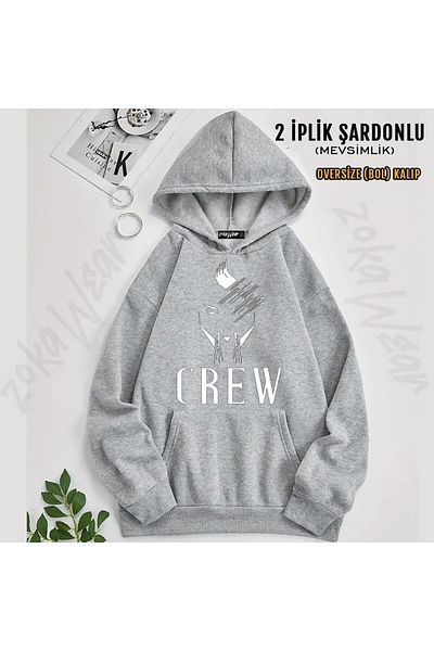 ZOKAWEAR Hayko Cepkin Crew Printed Hooded Oversize Sweatshirt (2 Thread)