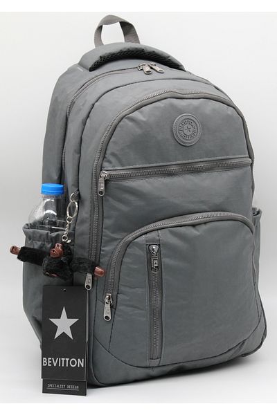 Bevitton Bvt-1700 Γκρι Αδιάβροχη Σχολική Τσάντα Unisex Καθημερινή Σχολική Τσάντα