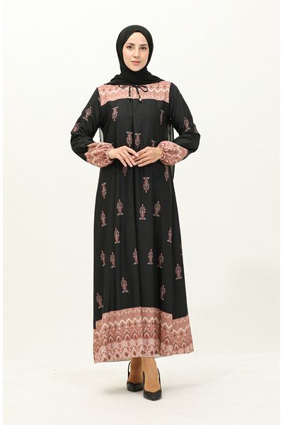 sefamerve Φόρεμα Black Mink A Pile Digital Printed - 1112-01