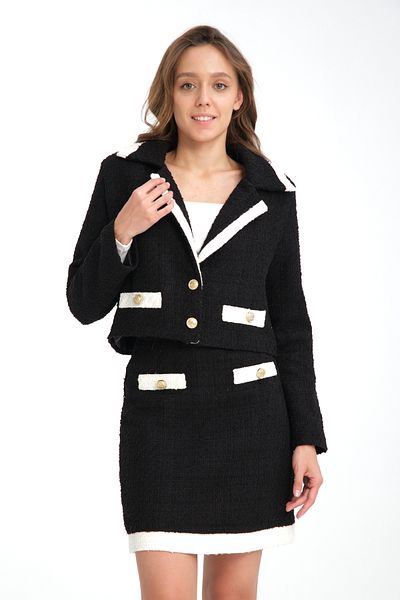 MENDY Women's Chanel Jacket and Skirt Set