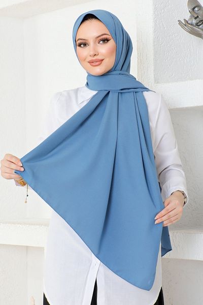 ModaMerve Şal albastru din şifon - NYA053-001