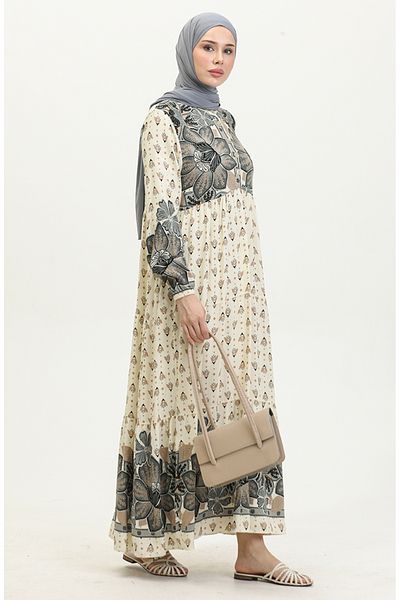 sefamerve Φόρεμα Anthracite 4093-01 Model Flower Print