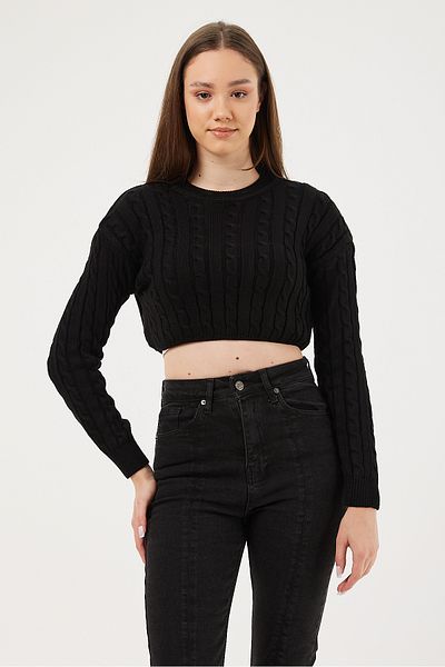 POODLE Pulover Crop tricotat pentru damă