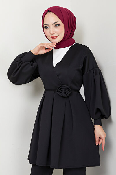 ModaMerve Чорний гідрокостюм з балонним рукавом 5629END900M