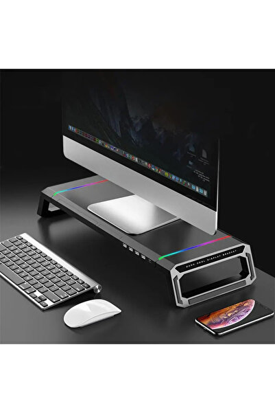 TechTic 4 USB Hub RGB Işıklı Monitör Standı Katlanabilir Laptop Altlığı Yükse...