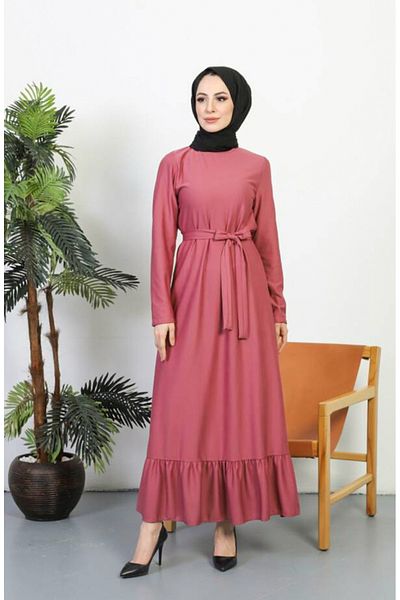 sefamerve Φόρεμα Dusty Rose Sashed - 0582-11
