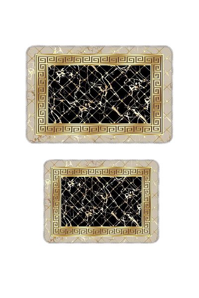 Artızon Gold Decorative Modern Design Non-Slip Base Washable Set Set Bath Mat 50X60-60X90 cm