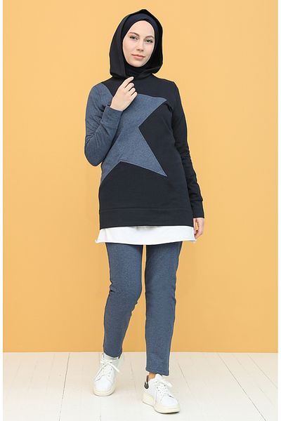 sefamerve Σετ αθλητικής φόρμας Navy Blue Indigo Hooded - 3261-07
