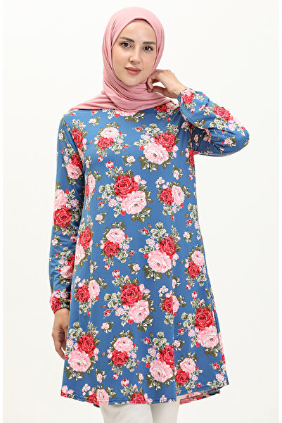 sefamerve Tunica cu model de culoare benzina - Maneca cu elastic, Model 8628-01