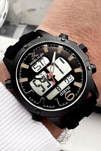 Daniel Klein Men's Wristwatch - 3 Atm Waterproof, Black Silicone Cord Gift Bracelet Dkbh5184C3